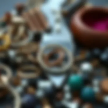 A collection of materials used in septum hoop creation