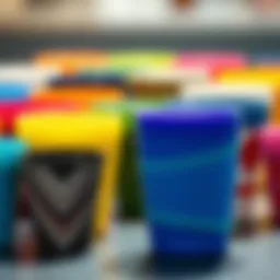 Colorful silicone cup sleeves showcasing various designs
