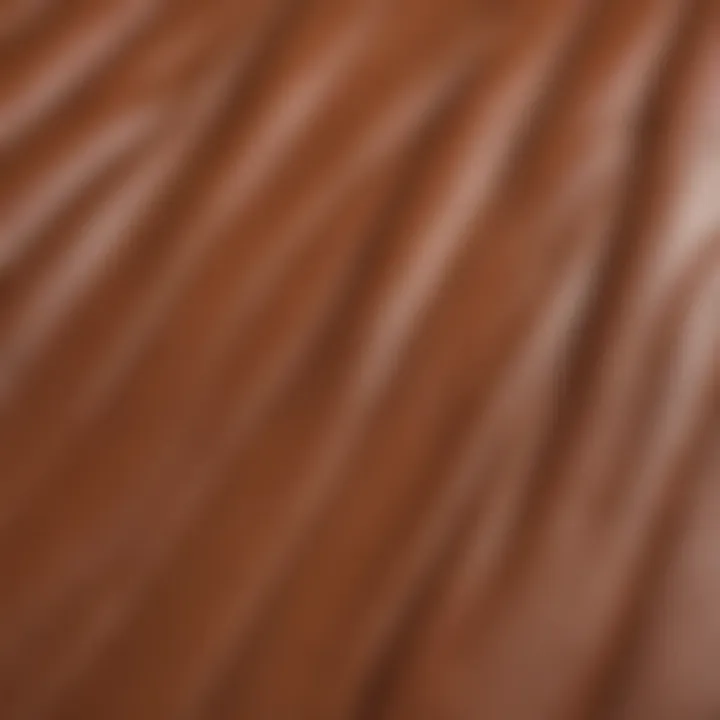 Close-up of leather texture highlighting its quality and craftsmanship.