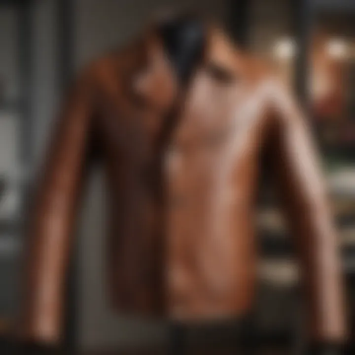 A stylish leather shacket displayed on a mannequin showcasing its versatility.