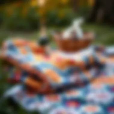 Stylish Blanket with Vibrant Patterns Stylish picnic blanket with vibrant patterns