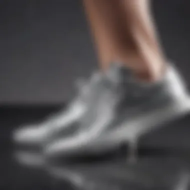 Styling with Glitter Sneakers A fashionable individual wearing silver glitter sneakers paired with contemporary attire