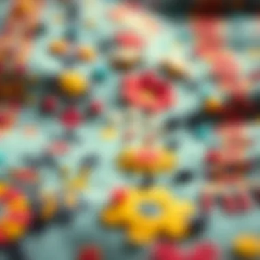 Abstract Humor in Textile Art An abstract representation of humor in textile art, showcasing vibrant colors and quirky designs.