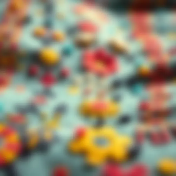 Abstract Humor in Textile Art An abstract representation of humor in textile art, showcasing vibrant colors and quirky designs.