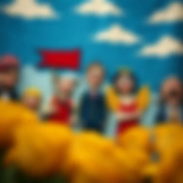 Satirical Tapestry on Society A contemporary tapestry that uses satire to comment on societal norms through textile techniques.