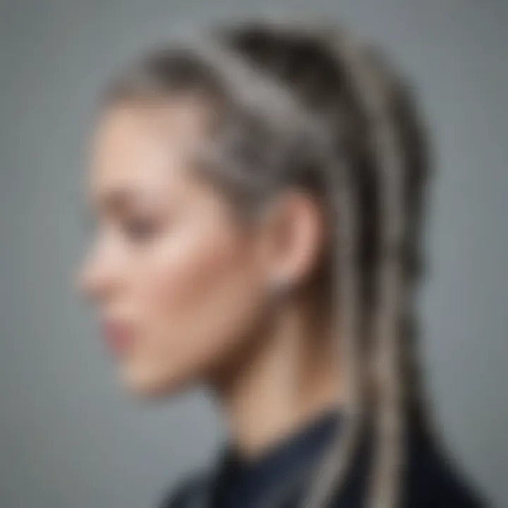 Cultural depiction of silver hair accessories in traditional braids