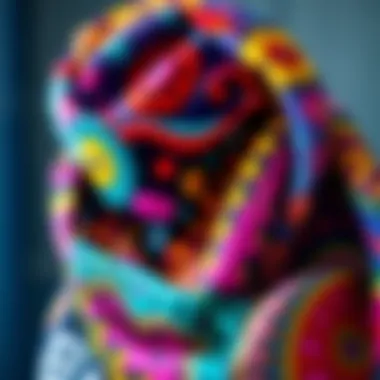 A vibrant 70s scarf showcasing psychedelic patterns