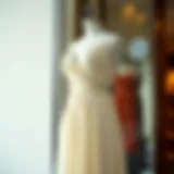 Elegantly draped summer dress on a mannequin