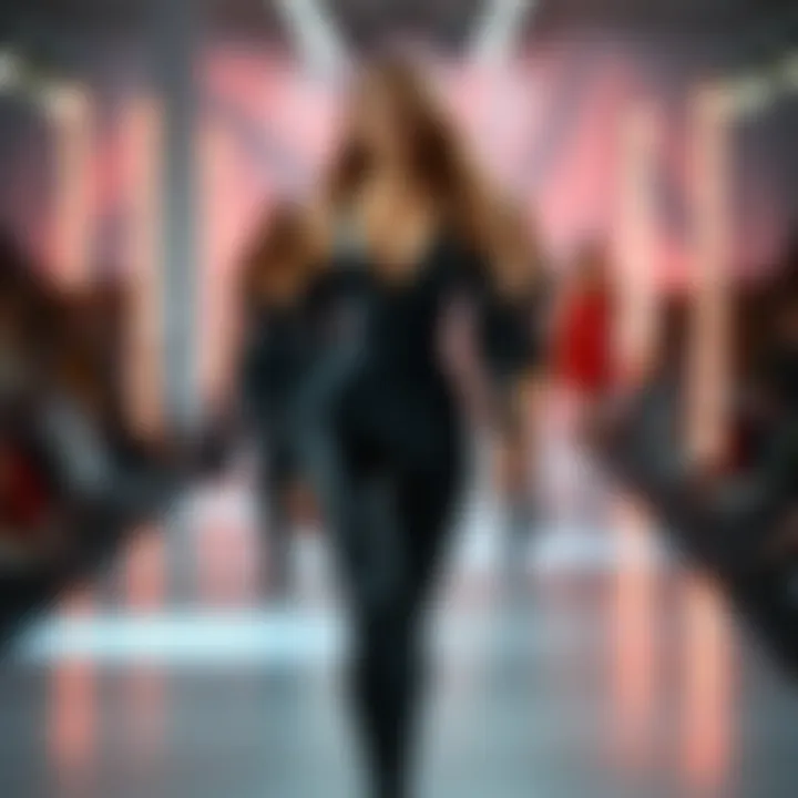 High-Fashion Runway Showcase A high-fashion skin-tight jumpsuit displayed on a runway