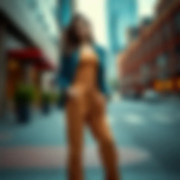 Casual Urban Style A model showcasing a casual skin-tight jumpsuit in an urban setting