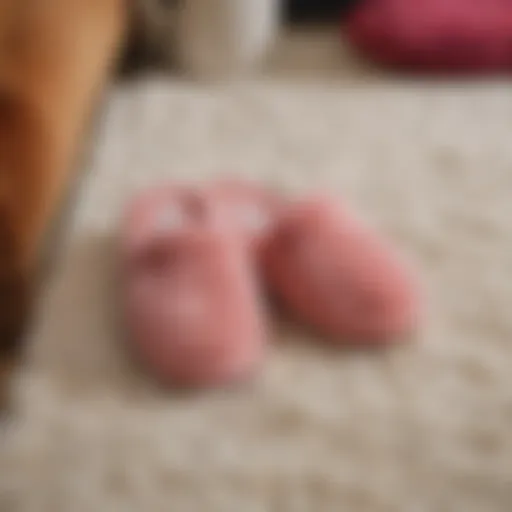 Cozy indoor slippers on a plush rug