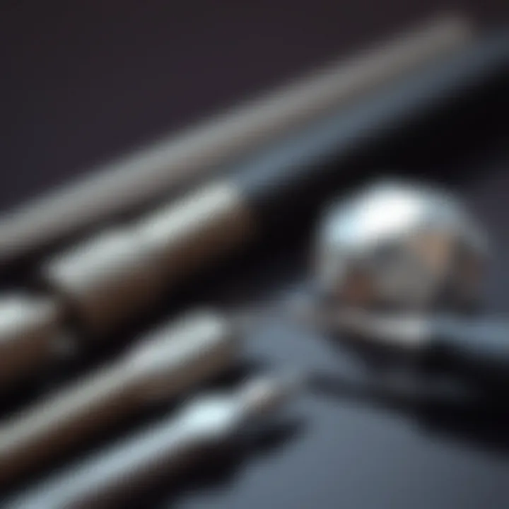 Close-up of precision tools used in the diamond dotting technique.