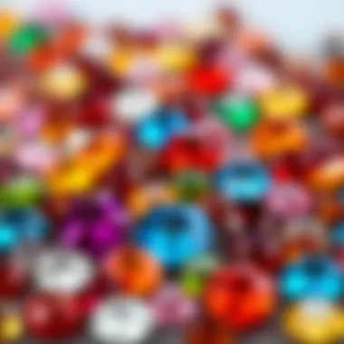 An array of colorful resin rhinestones arranged artistically.