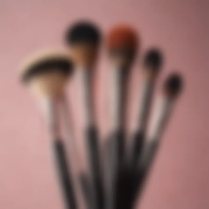 Close-up of clean makeup brushes after using electric cleaner