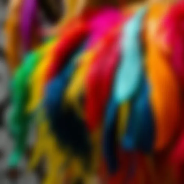 A Vibrant Showcase of Feather Clip-Ins Colorful feather clip-ins displayed on a stylish background