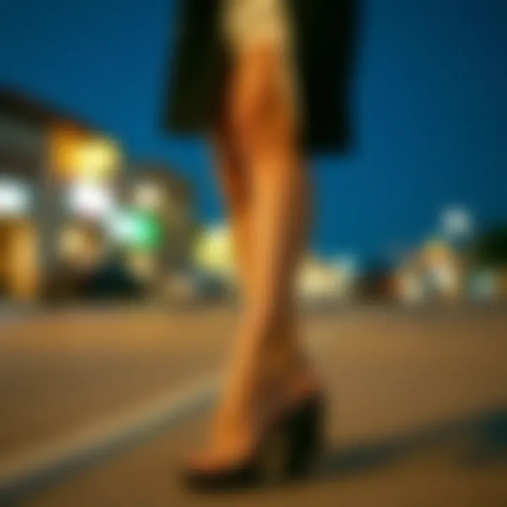 Fashion-Forward Outfit with Thick Block Heels A fashion-forward outfit complemented by thick block heels