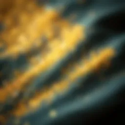 Creative application of gold glitter on fabric