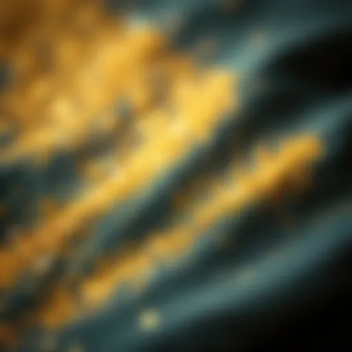 Creative application of gold glitter on fabric