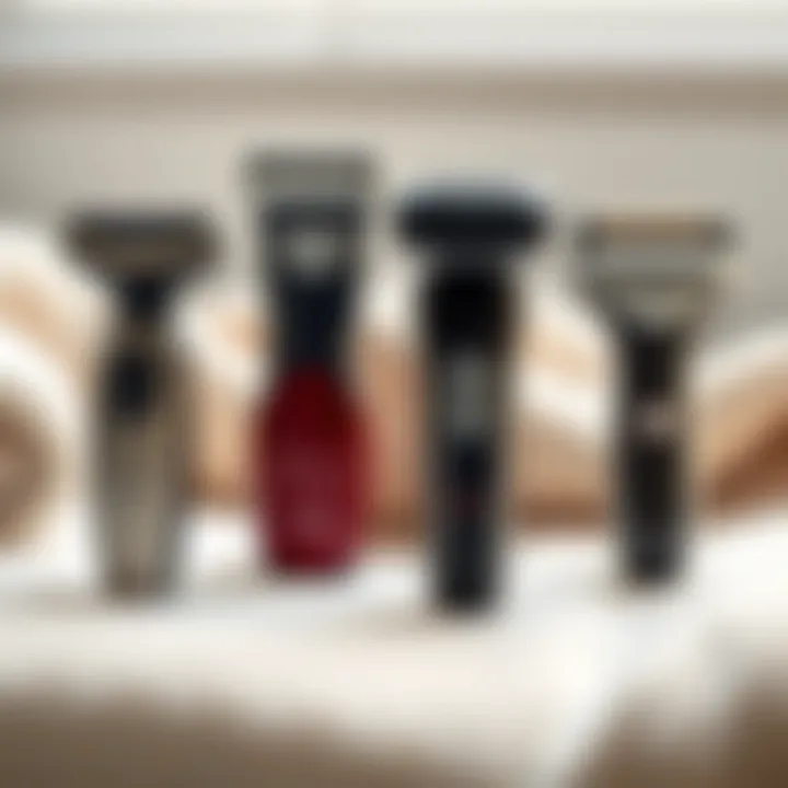 A collection of different sweater shavers highlighting their designs and features.