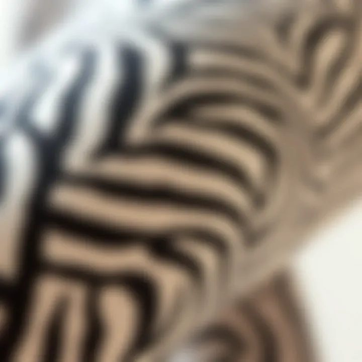 Close-up of the fabric texture and design of zebra yoga pants